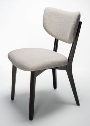 Wooden upholstered dining chair modern design Made in Italy - Structure in mocha beech, 2-colour BOUCLE velvet - SURI