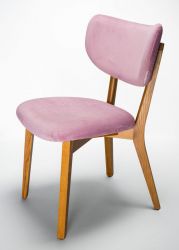 Chaise bois moderne rembourrée - Structure MONOBLOC en frêne teinté CHÊNE - Revêtement velours 2 couleurs - SURI Wood