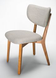 Sedia legno moderna imbottita - Telaio MONOBLOCCO in Frassino tinto ROVERE - Rivestimento BOUCLE - Sabbia - SURI Wood