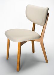 Sedia legno moderna imbottita - Telaio MONOBLOCCO Frassino tinto ROVERE -  Rivestimento Ecopelle Nabuk color SETA - SURI