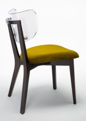 Przezroczyste krzesło drewniane o nowoczesnym designie - rama MONOBLOC buk barwiony MOKA - Olive Green Velvet - SURI WOO